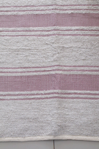 Tapete Algodão Bordado Listrado Rosê/Rosa Seco 1,50x2,00m