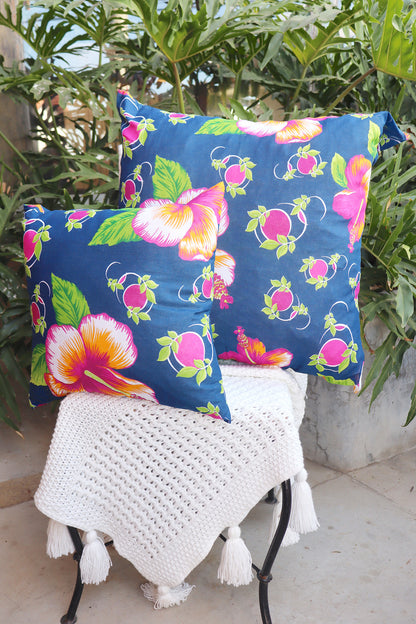 Capa de Almofada Chita Azul Escuro 45x45 ou 65x65