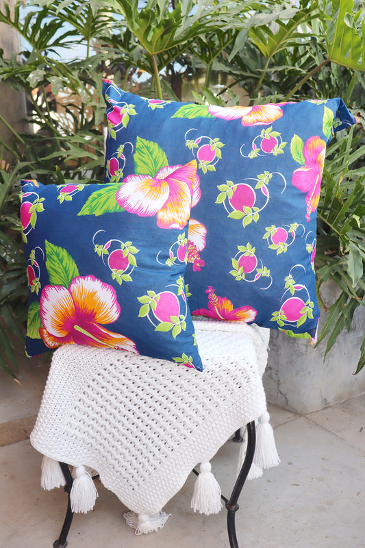 Capa de Almofada Chita Azul Escuro 45x45 ou 65x65