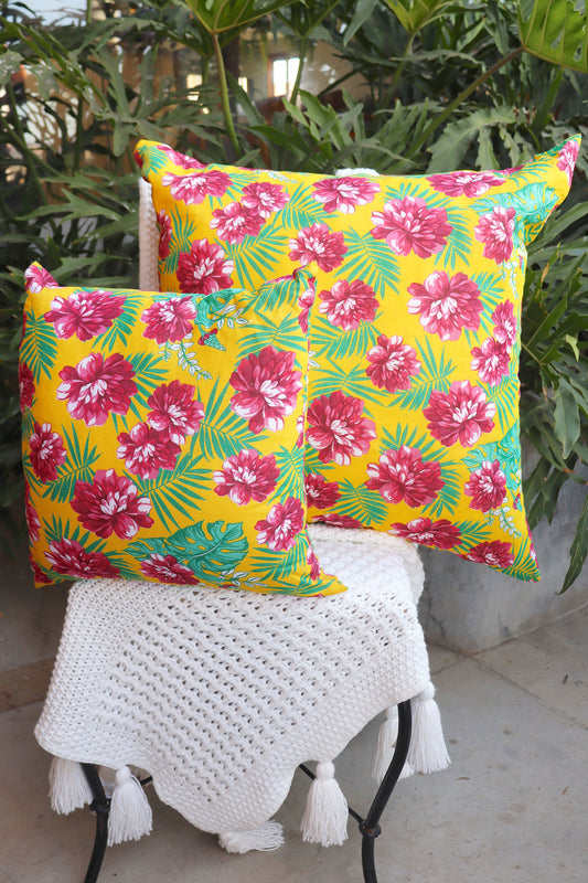 Capa de Almofada Chita Amarela 45x45 ou 65x65