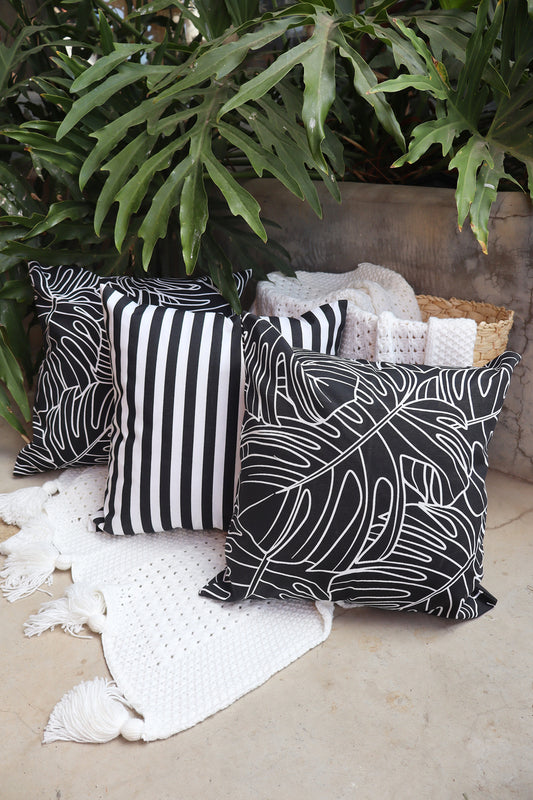 Kit 3x Capa de Almofada Impermeável Belize Folhas Preto