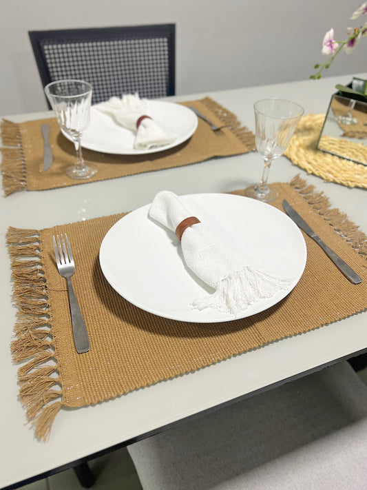 Par Jogo Americano Linha com Fio Lurex Café com Leite