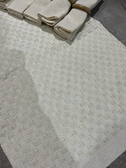 Kit De Jogo Americano, Guardanapo e Argola 6 lugares Cru Sem Franja