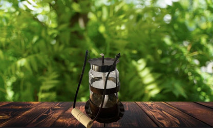 Lamparina Rústica Envelhecida com Cabo de Madeira