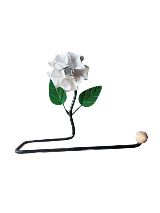 Suporte / Porta Papel Toalha Flor De Ferro Branca