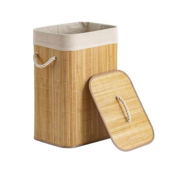 Cesto Organizador de Roupa Suja Forrado em Bambu
