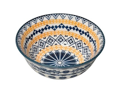 Bowl Decorativo em Cerâmica Azul e Amarelo P
