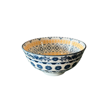 Bowl Decorativo em Cerâmica Azul e Amarelo P