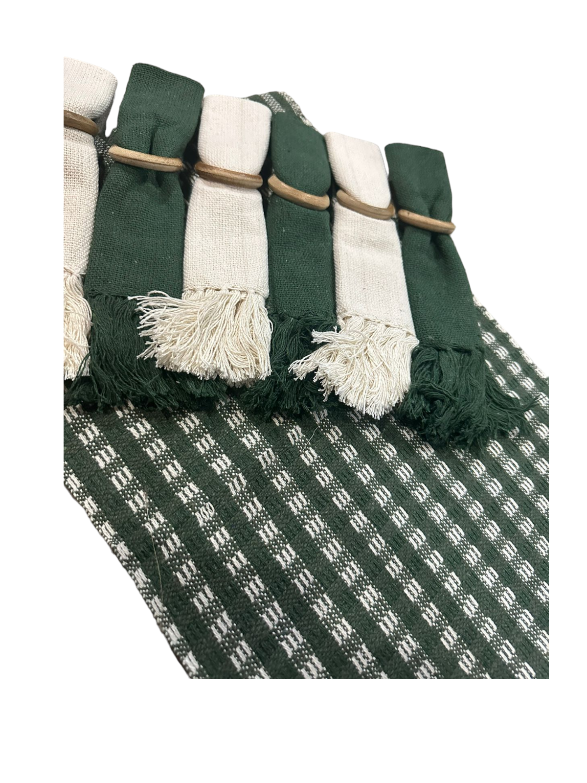 Kit De Jogo Americano, Guardanapo e Argola 6 lugares Verde Sem Franja
