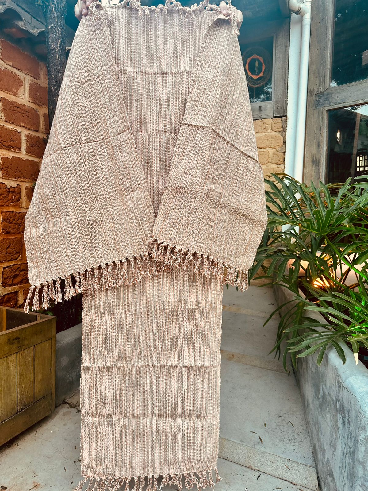 Jogo de Passadeira com 3 Peças em Algodão Comum Bege Mesclado