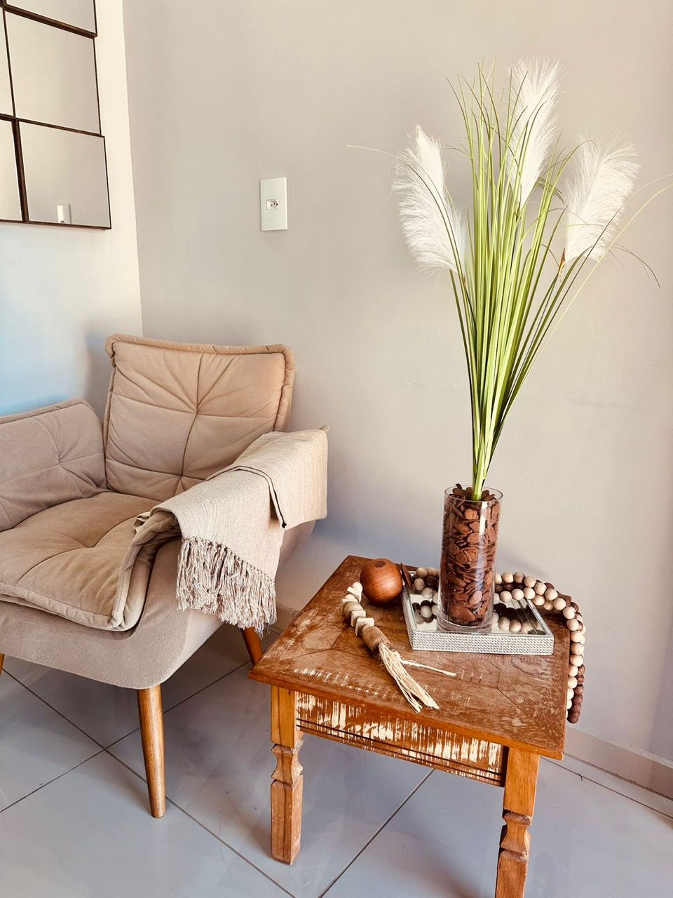 Manta para Sofá Básica Gigante Casal Bege Mesclada 1,80x2,20m