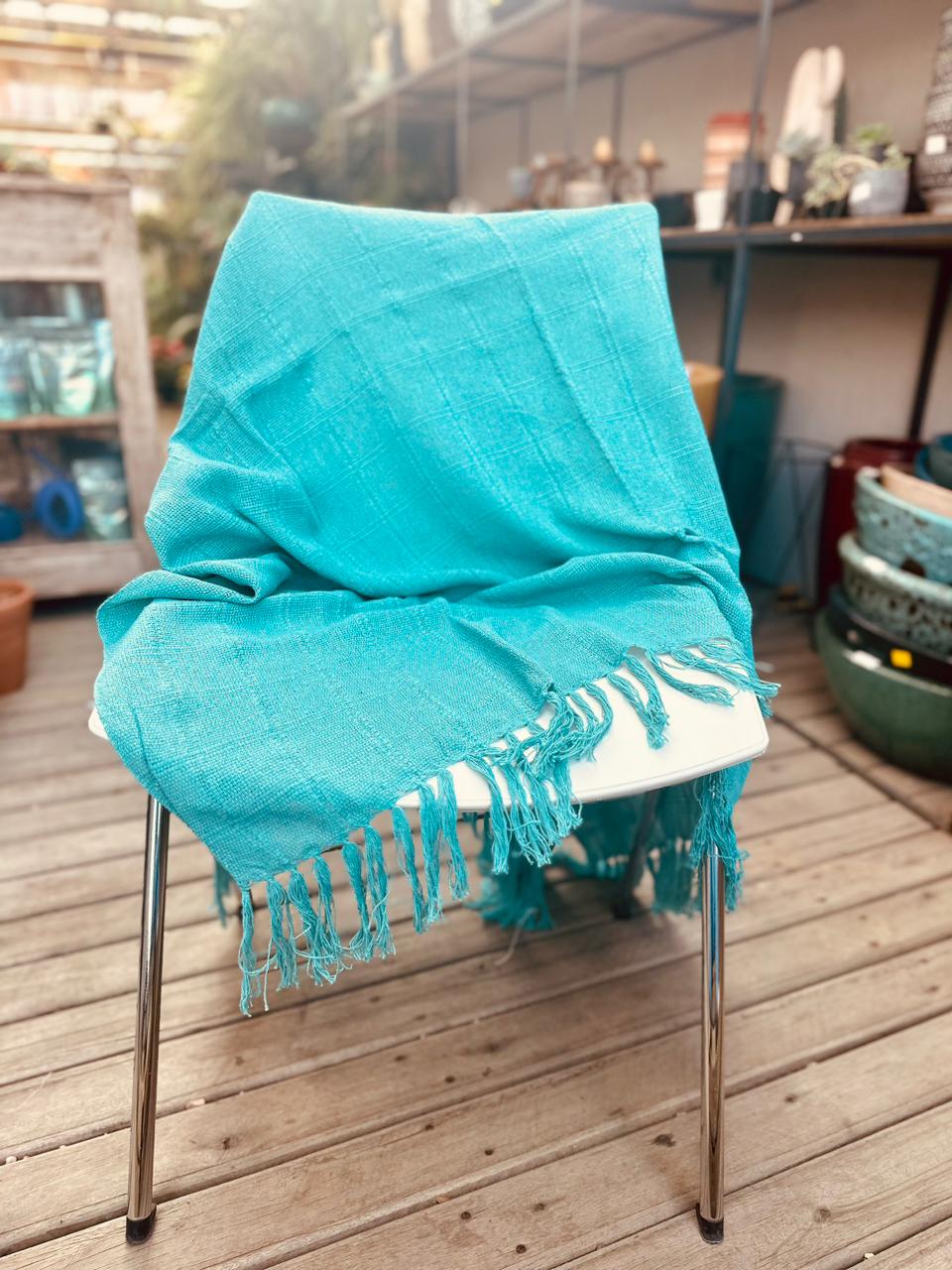 Manta / Mantinha para Sofá Algodão Verde Água Tifanny 1,20mx1,20m DDB