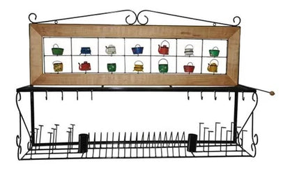 Paneleiro Rústico Escorredor Louças De Ferro E Madeira 120 Cm Panelinhas