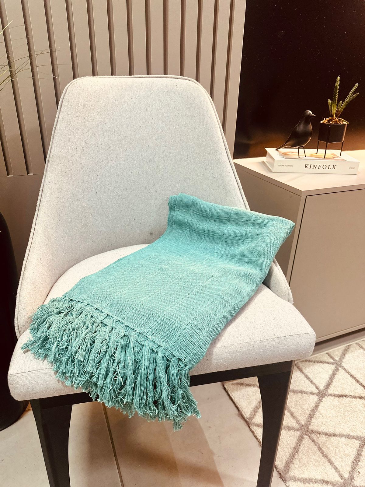 Manta para Sofá Algodão Verde Água Tifanny 1,20mx1,80m DDB Artesanato