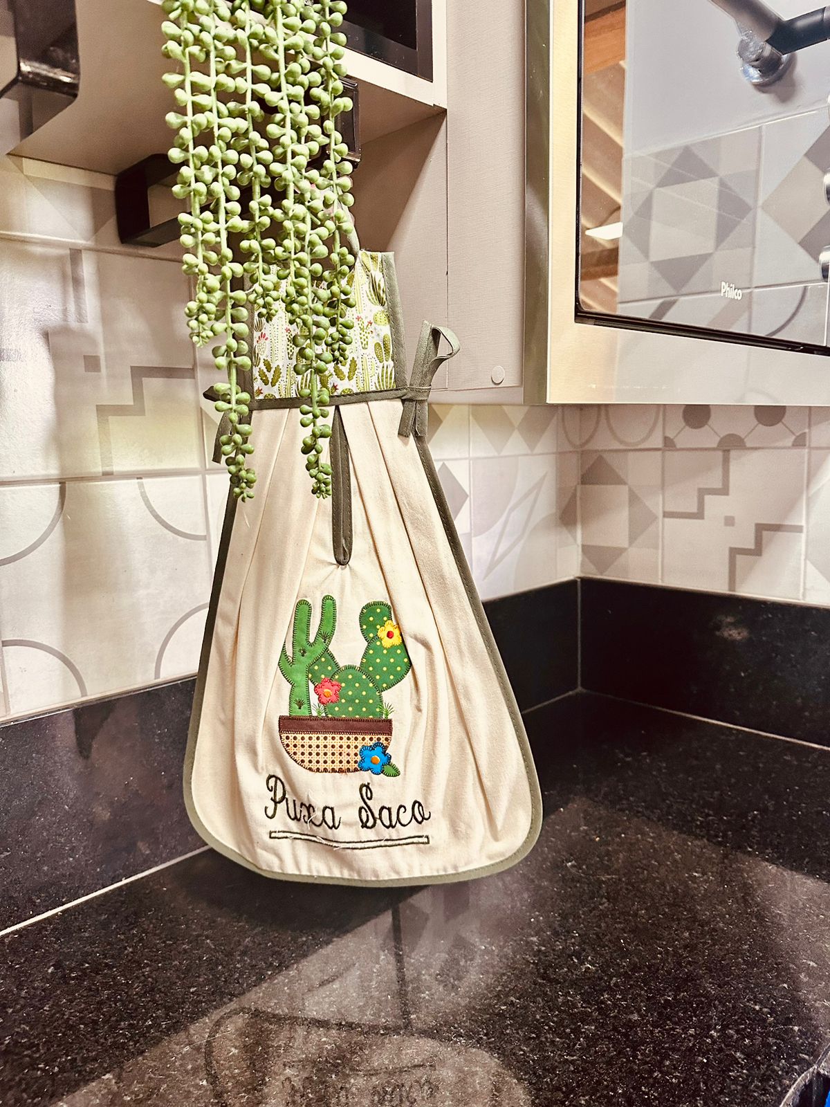 Puxa Saco Algodão Cacto Verde