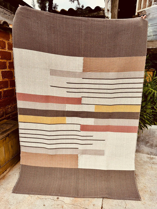 Tapete Linha Trabalhado Listras Terra e Mostarda 1,50x2,00m