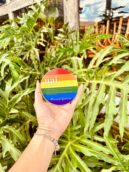 Descanso Para Copo / Porta Copo Dicionário Mineiro Adesivado "Uai"