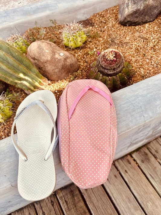 Necessaire Porta Chinelos Poá Rosa