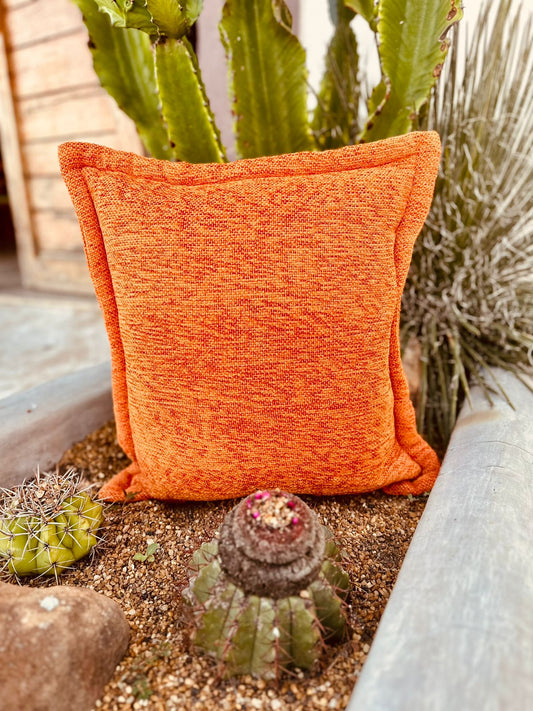 Capa de Almofada em Chenille com Aba Lateral Laranja 45x45