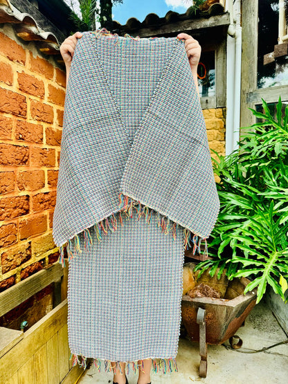 Jogo de Passadeira Malha com 3 Peças Cinza Colorido Mesclado Mini