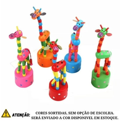 Girafa Maluca Articulada Brinquedo De Madeira Perna Mole