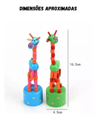 Girafa Maluca Articulada Brinquedo De Madeira Perna Mole