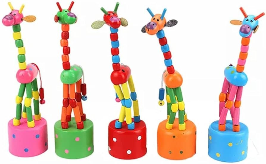 Girafa Maluca Articulada Brinquedo De Madeira Perna Mole