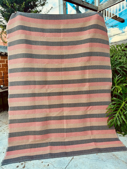 Tapete em Linha Listrado Terracota, Marrom e Café com Leite 2,00x3,00m