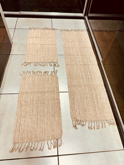 Jogo de Passadeira com 3 Peças em Algodão Comum Bege Mesclado