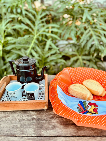 Cesta de Pão com Alça Galo Laranja