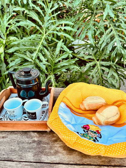 Cesta de Pão com Alça Vaquinha Amarela
