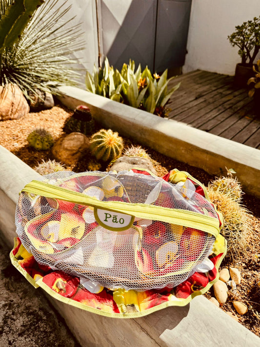 Cesta Porta Pão Bambu com Zíper Maçãs