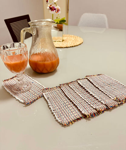 Kit 4 Porta Copos / Descanso Para Copos em Malha Branco