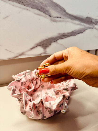 Porta Jóias Bijuteria Saquinho Para Viagem Rosa