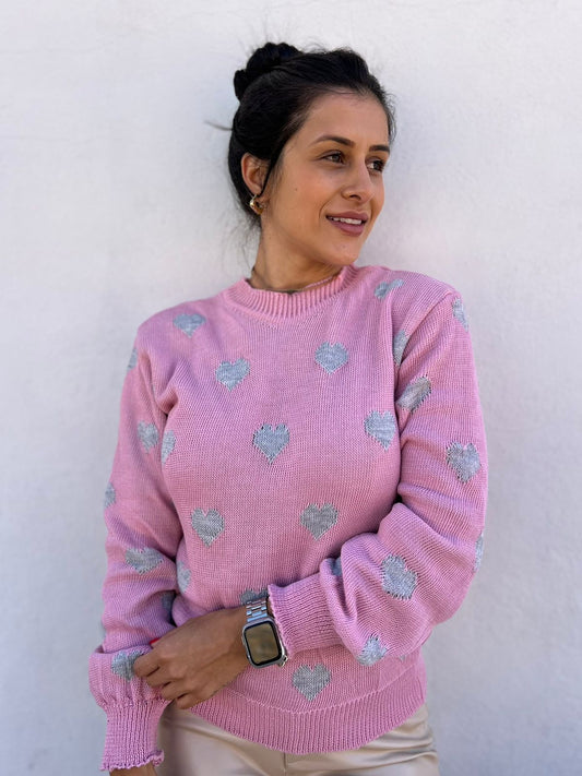 Blusa Tricot Sueter Corações