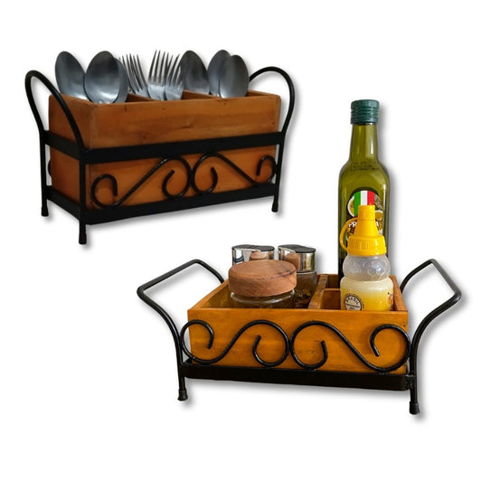 Kit Porta Talheres + Porta Temperos em Estilo Arabesco