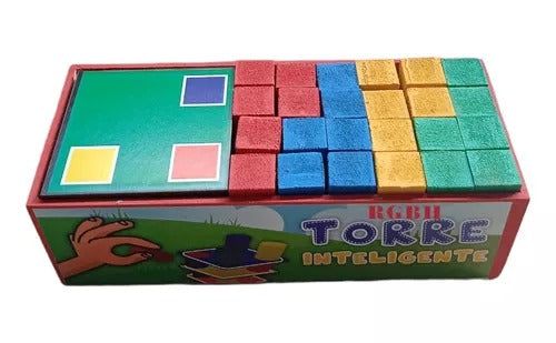 Brinquedo Pedagógico Educativo Em Madeira Torre Inteligente