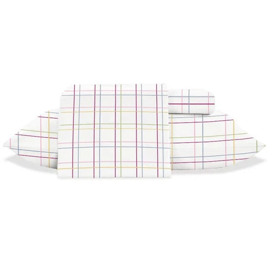 Jogo de Cama Jolitex Lençol Casal 3 Peças Branco Quadriculado