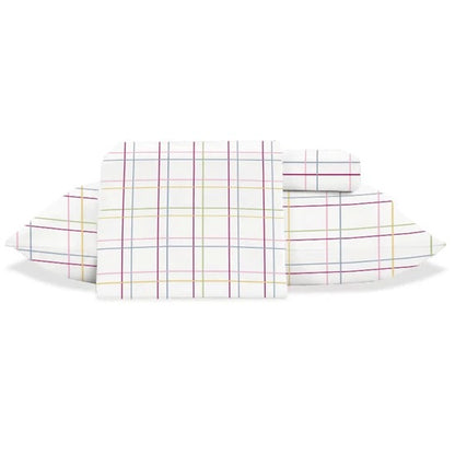 Jogo de Cama Jolitex Lençol Casal 3 Peças Branco Quadriculado