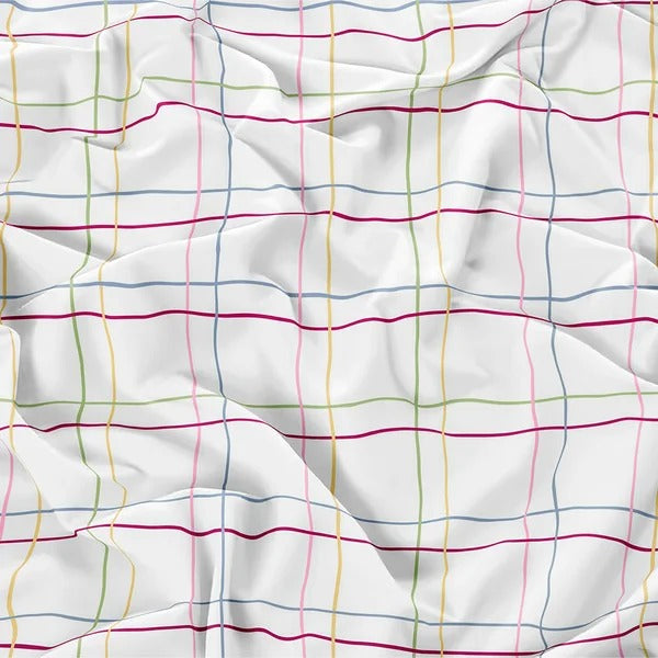 Jogo de Cama Jolitex Lençol Casal 3 Peças Branco Quadriculado