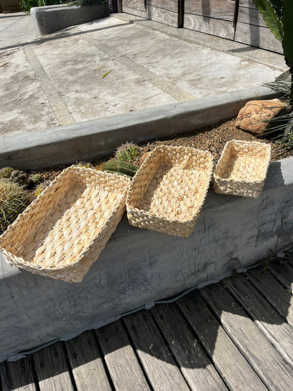 Cesta Porta Pão Mole Retangular em Palha de Milho (P, M e G)
