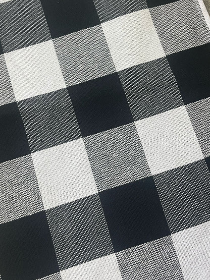 Caminho de Mesa Algodão Xadrez Preto e Branco sem Franja 1,5m