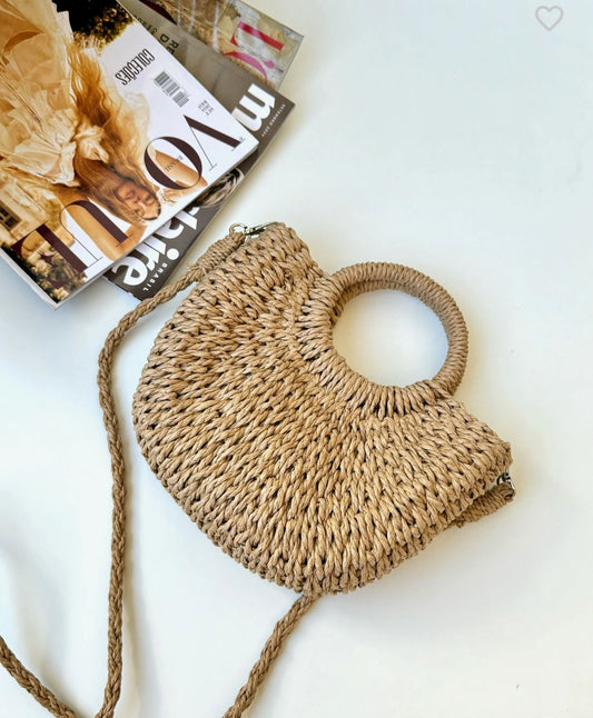 Mini Bolsa de Palha Meia-Lua