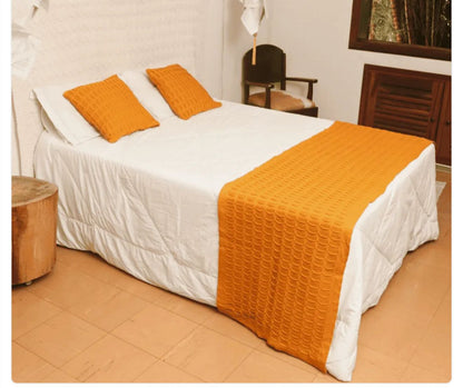 Peseira de Tricô Diamantina 0,60x2,30m Mostarda