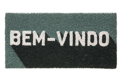 Tapete Bem Vindo Fibra de Coco Antiderrapante Bem Vindo Verde