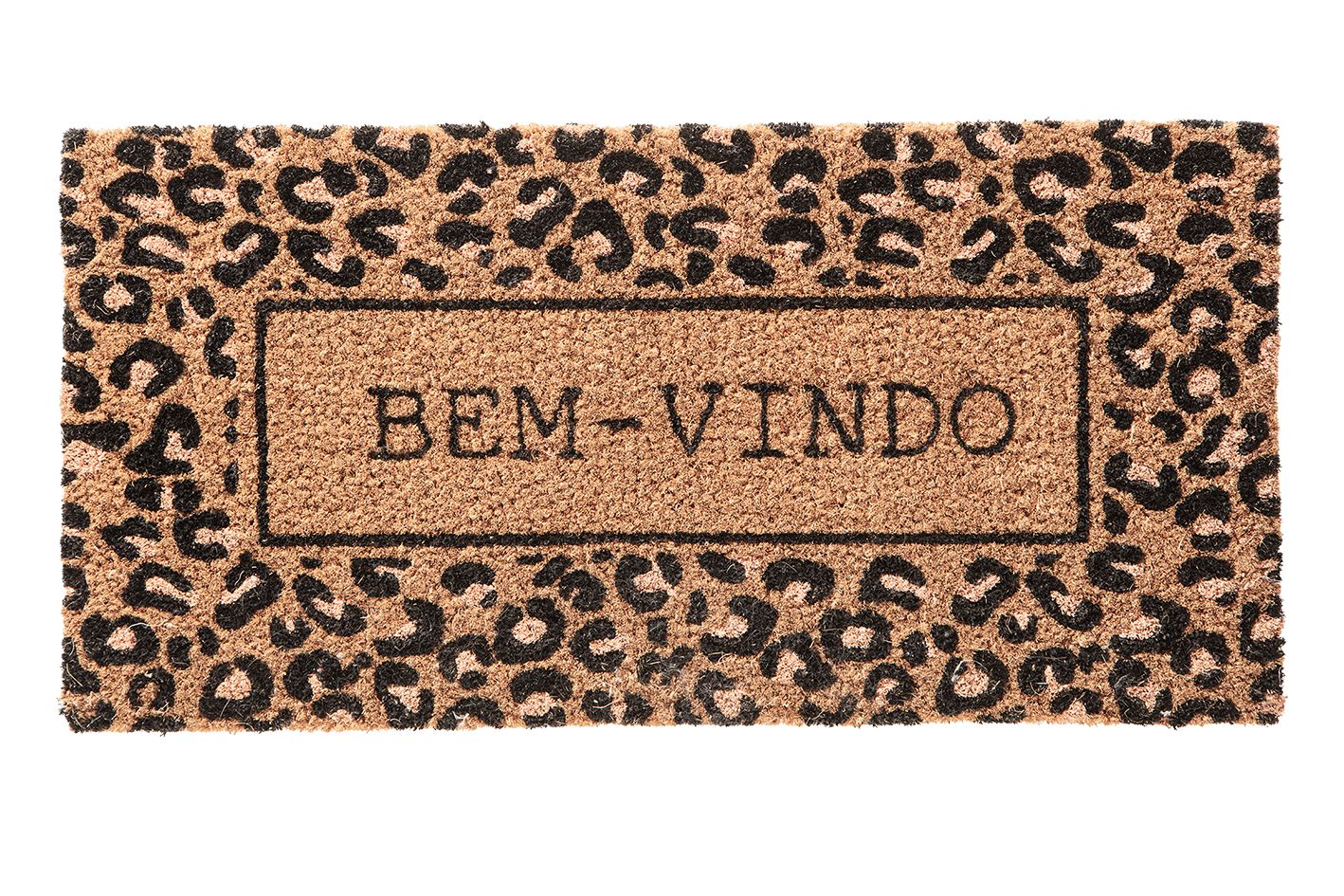 Tapete Bem Vindo Fibra de Coco Antiderrapante Bem Vindo Onça