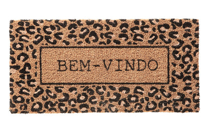 Tapete Bem Vindo Fibra de Coco Antiderrapante Bem Vindo Onça