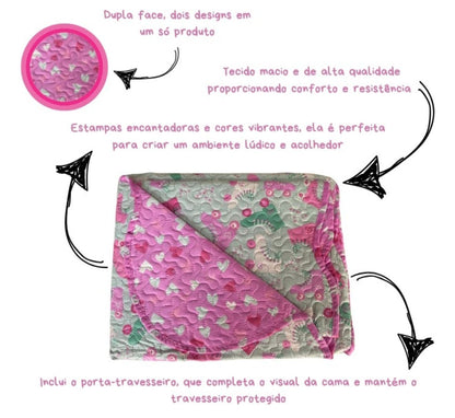 Jogo de Colcha Infantil Solteiro 1,60x2,30m Patins