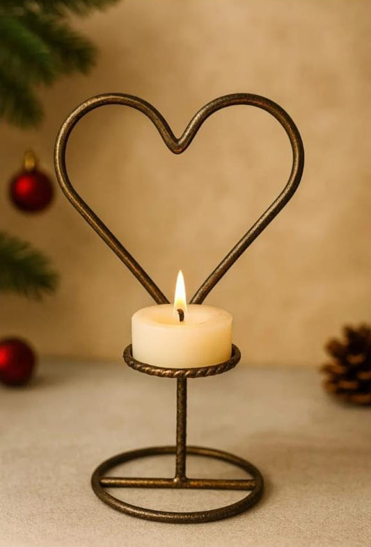 Porta Velas Coração em Ferro Natal