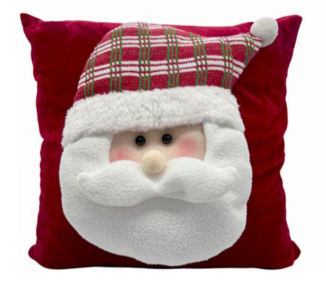 Capa de Almofada Natal Decorativa Veludo Papai Noel Vermelha
